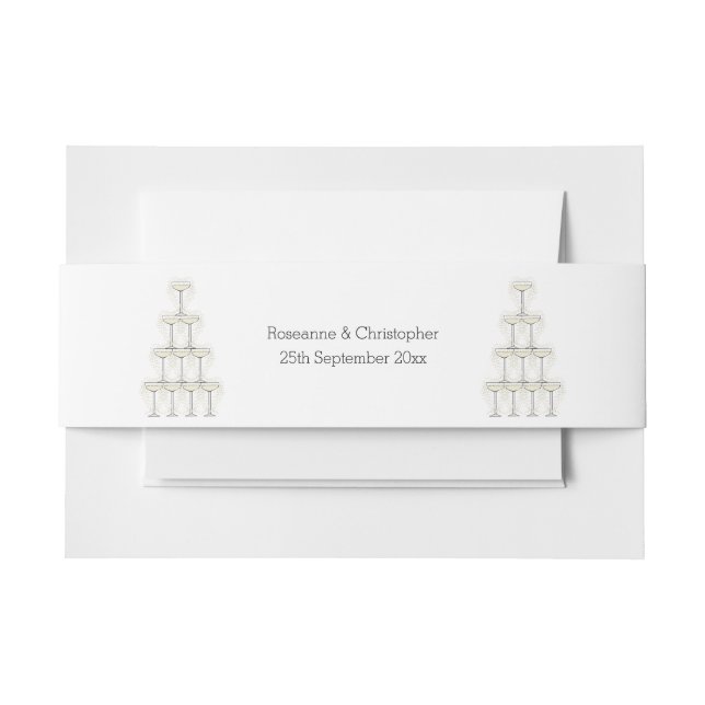 Champagne Glasses Simple Wedding Invitation Belly Band (Front Example)
