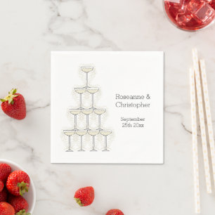 Champagne Glasses Simple Wedding Napkin
