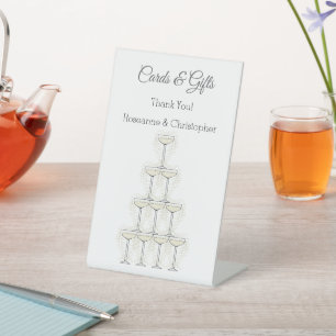 Champagne Glasses Simple Wedding Pedestal Sign