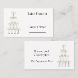 Champagne Glasses Simple Wedding Place Card