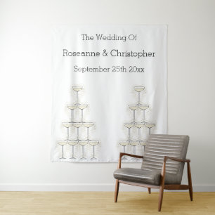 Champagne Glasses Simple Wedding Tapestry