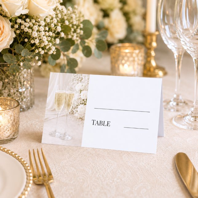 Champagne glasses wedding luxury table place card (Creator Uploaded)