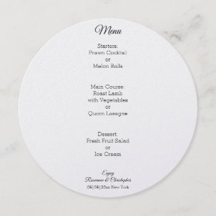 Champagne Glasses Wedding Menu