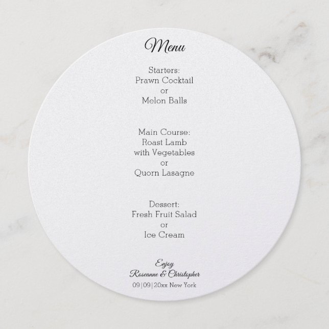 Champagne Glasses Wedding Menu (Front)