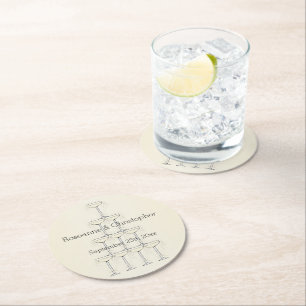 Champagne Glasses Wedding Round Paper Coaster