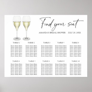 Champagne Glasses Wedding seating chart