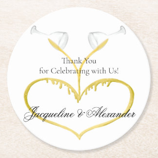Champagne Glasses Wedding Theme Paper Coaster