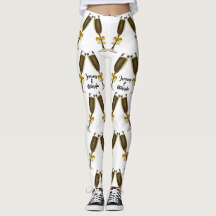 Champagne glasses with Golden Bows Leggings