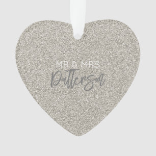 Champagne Glitter Mr&Mrs NAME Wedding DATE elegant Ornament