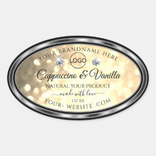 Champagne Glitter Product Labels Diamonds and Logo