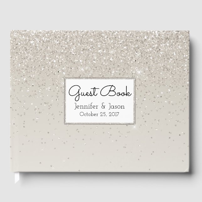 Champagne Glittery Wedding Guest Book (Front)
