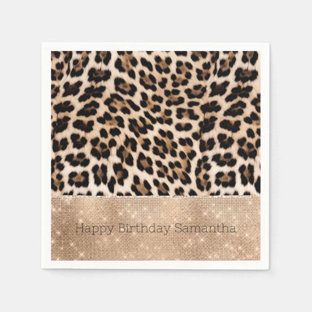 Champagne Glitz Cream Leopard Napkin (Front)