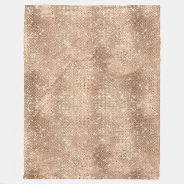 Champagne Glitzy Glam Sparkle Fleece Blanket (Front)