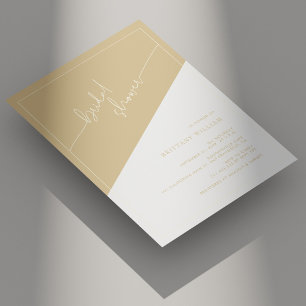 Champagne Gold and Ivory Geometric Bridal Shower Invitation