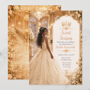 Champagne Gold Ballroom Sweet Sixteen Invitation