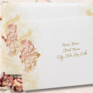 Champagne Gold Baroque Elegant Wedding Invitation Envelope