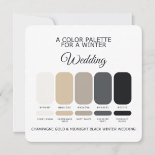 Champagne Gold Black Winter Wedding Palette Card