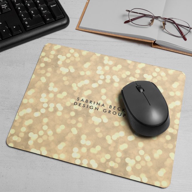 Champagne Gold Bokeh Lights | Personalised Mouse Pad (Creator Uploaded)