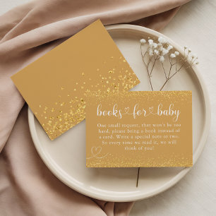 Champagne Gold Books for Baby Glitter Heart Enclosure Card