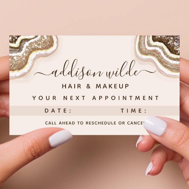 Champagne Gold Brown Glitter Agate Geode Appointment Card (Creator Uploaded)