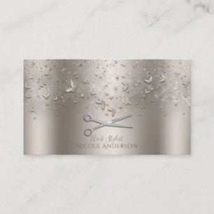 Champagne Gold Butterflies Silver Scissors Stylist Business Card