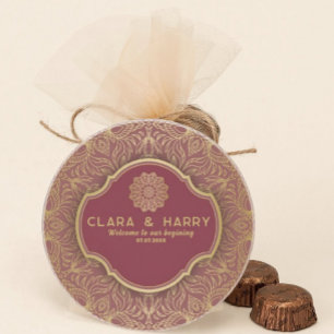 Champagne gold calligraphy romantic weeding coaster