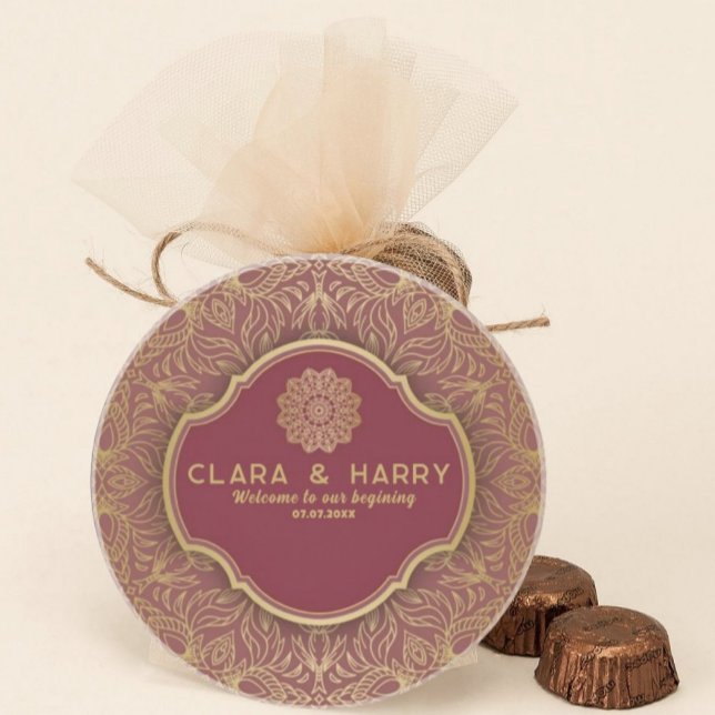 Champagne gold calligraphy romantic weeding coaster (Creator Uploaded)