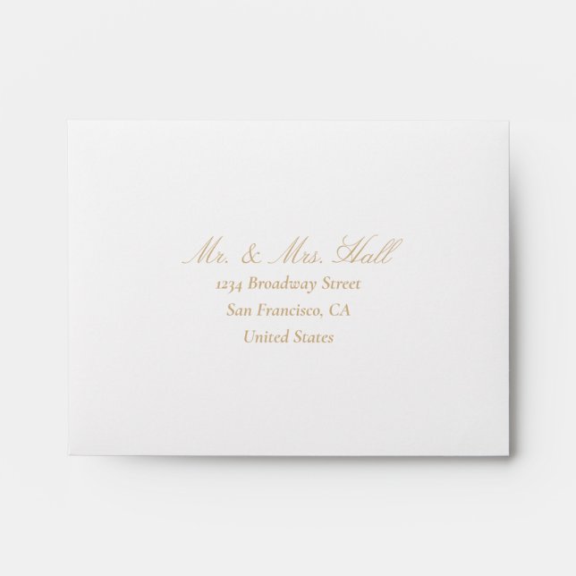 Champagne gold classic script return address envelope (Front)