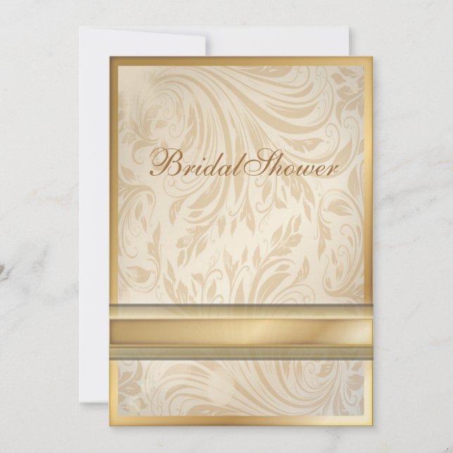 champagne gold Damask Bridal Shower Invitation (Front)