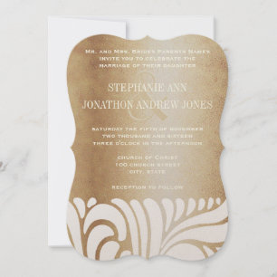 Champagne Gold Elegant Gold Ivory Swirls Invitation