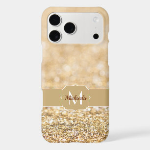 Champagne gold faux glitter sparkles Monogram