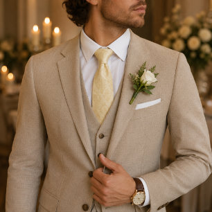 Champagne Gold Floral Damask Tie