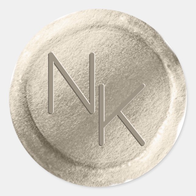Champagne Gold Foil Wax Seal Monogram Sticker (Front)