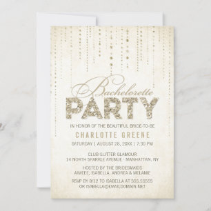 Champagne Gold Glitter Look Bachelorette Party Invitation