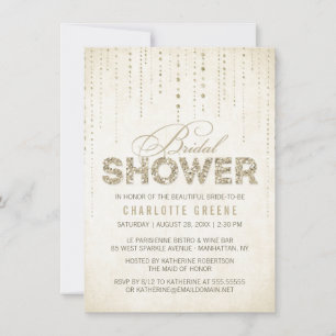 Champagne Gold Glitter Look Bridal Shower Invitation