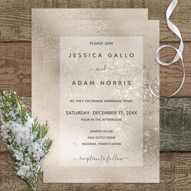 Champagne Gold Glitter Modern Wedding Invitation (Creator Uploaded)