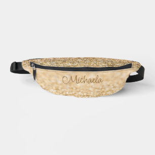 Champagne gold glitter sparkles Custom name Bum Bags