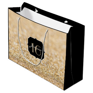 Champagne gold glitter sparkles Sweet 16 Large Gift Bag