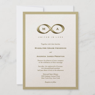 Champagne Gold Infinity Hand Clasp Wedding Invite