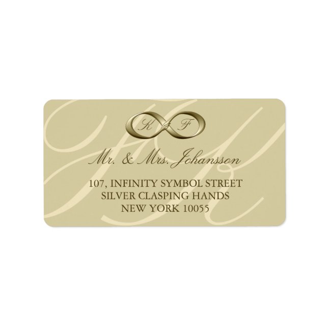 Champagne Gold Infinity Hand Clasp Wedding Labels (Front)