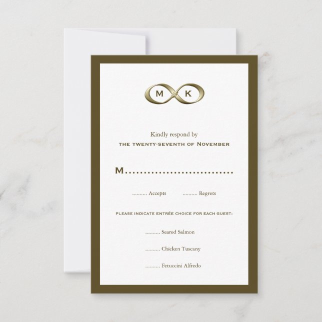 Champagne Gold Infinity Hand Clasp Wedding RSVP Ca Card (Front)