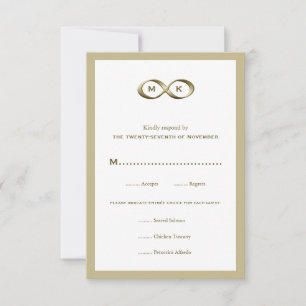 Champagne Gold Infinity Hand Clasp Wedding RSVP Ca Card