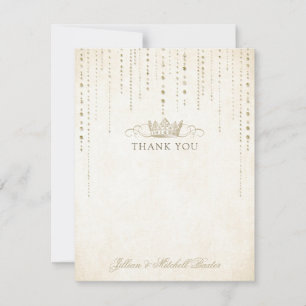 Champagne Gold Jewels Fairytale Crown Thank You Card