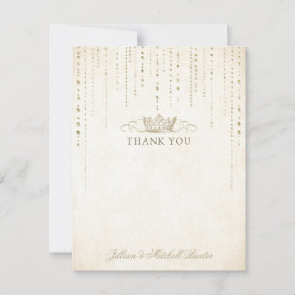Champagne Gold Jewels Fairytale Crown Thank You Card