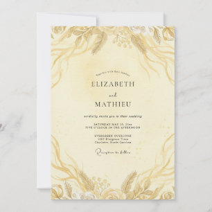Champagne Gold Leaf Wedding Invitation