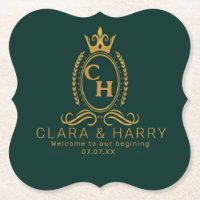 Champagne gold minimal  lettering green weeding