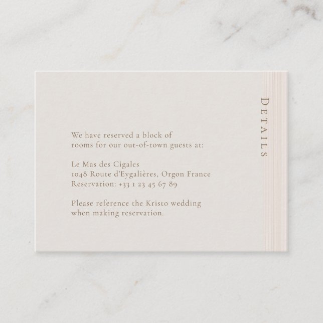 Champagne Gold Modern Chic Detail Enclosure Card (Front)
