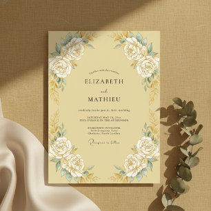 Champagne Gold Ornate Vintage Wedding Invitation