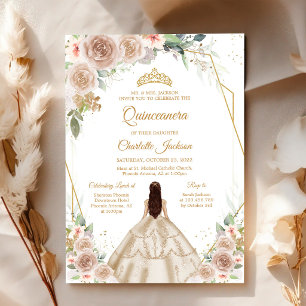 Champagne Gold Quinceanera Invitation
