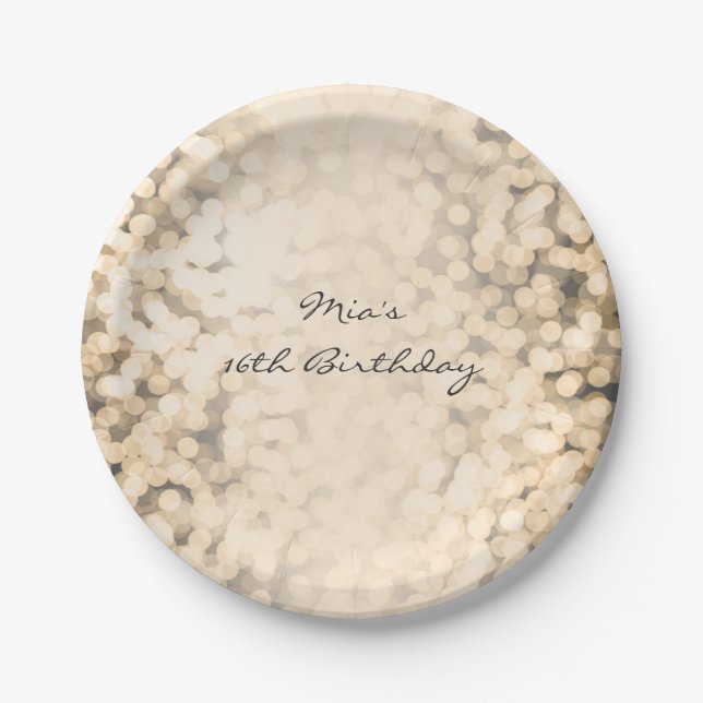 Champagne Gold Sparkling Glam Party Plates (Front)